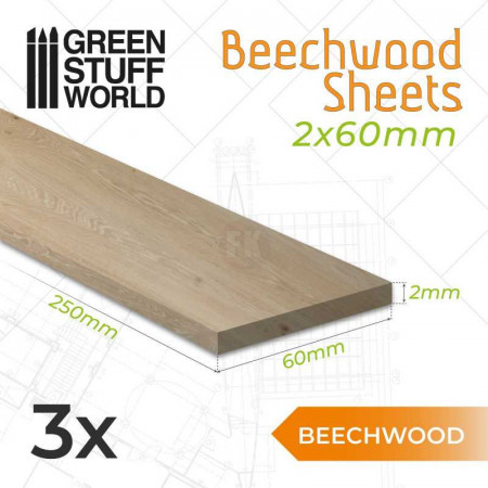 GSW: Doska z bukového dreva 2x60x250mm (3 ks)